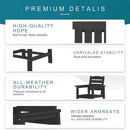 7 Piece Patio Dining Set with 11ft Patio Umbrella (Rose Pink), 7 Black Outdoor HDPE Dining Set with 6 Chairs + 1 Large Table, for Market, Pool, Garden, Backyard, Deck