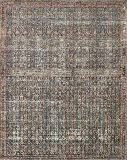 Loloi Amber Lewis Billie Collection, Ocean & Brick 10'-0" x 14'-0" Area Rug – Antique & Distressed Accent Rugs for Living Room, Bedroom, Entryway & Hallway, No Shed High Traffic Area Home Decor Rug