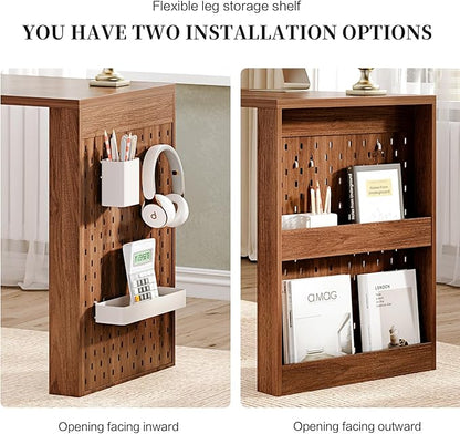 L Shaped Standing Desk,47" Home Office Desks, Executive, Farmhouse Computer Desk with 6 Drawers File Drawer, Rustic Computer Writing, Walnut