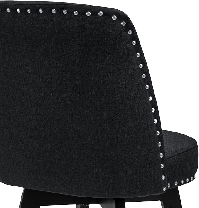 MINCETA Bar Stools Set of 4, 26 Inch Upholstered Barstools with High Back and Footrest, Swivel Counter Height Barstools for Kitchen Island Home Bar Black