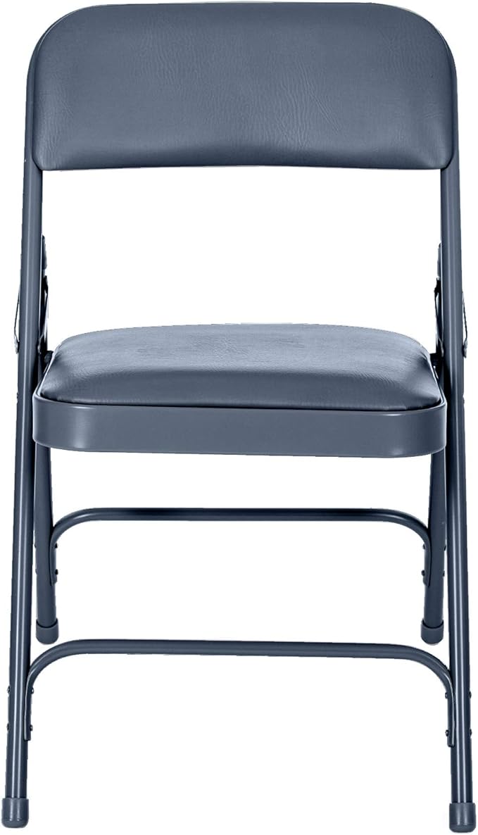 OEF Furnishings OEF1200 Series Premium Heavy Duty Vinyl Padded Folding Chairs, Commercial Grade 500 lb Capacity (4-Pack, Midnight Blue)