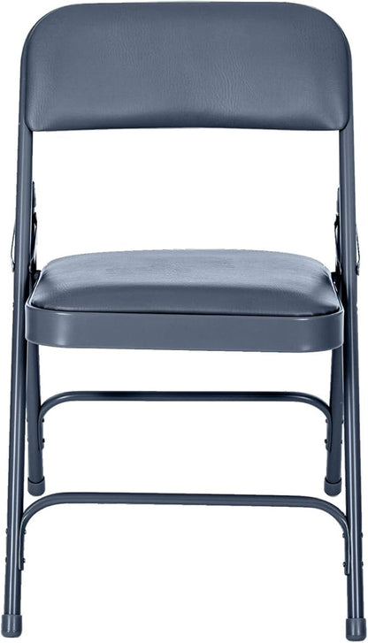 OEF Furnishings OEF1200 Series Premium Heavy Duty Vinyl Padded Folding Chairs, Commercial Grade 500 lb Capacity (4-Pack, Midnight Blue)