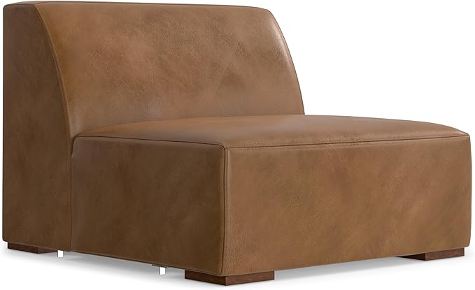 SIMPLIHOME Rex U-Shaped Sectional Modular Sofa in Full-Grain Genuine Leather, Caramel Brown, 144-inches Wide, Handcrafted Modern-Style Large Leather Couch for Living Room