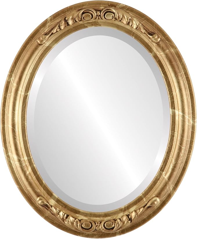 OVALCREST Oval Beveled Wall Mirror for Home Decor - Florence Style - Champagne Gold - 24" x 20"