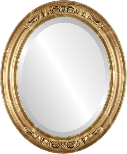 OVALCREST Oval Beveled Wall Mirror for Home Decor - Florence Style - Champagne Gold - 20" x 16"
