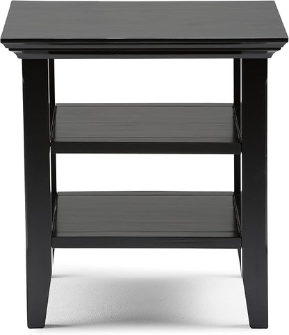 SIMPLIHOME Acadian SOLID WOOD 19 inch Wide Square Transitional End Table in Black for the Living Room and Bedroom