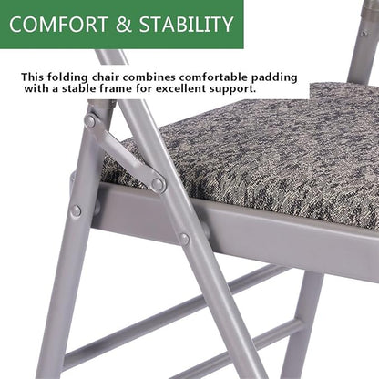 Amazing for less Pack of 2 (Fabric/Vinyl) Steel Frame Metal Foam Padded Folding Chairs (Black, Gray, White) (2-Pack - Fabric Gray)