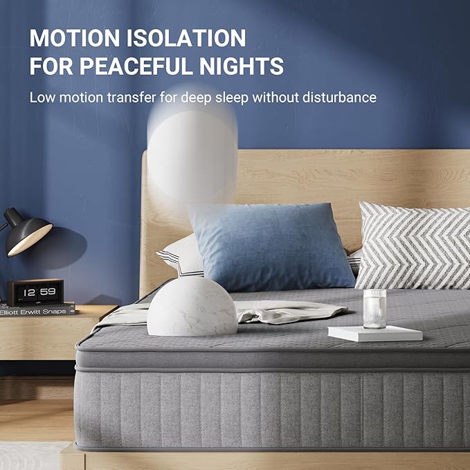 Avenco 12 Inch Queen Mattress, Hybrid Mattress with Smarts Coil™ Pocket Springs for Targeted Support and NanoGel™ Memory Foam for Cool Night Sleep, Motion Isolation for Couples, CertiPUR-US Certified