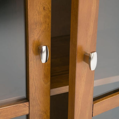 SIMPLIHOME Warm Shaker SOLID WOOD 32 inch Wide Transitional Low Storage Cabinet in Light Golden Brown for the Living Room, Entryway and Family Room