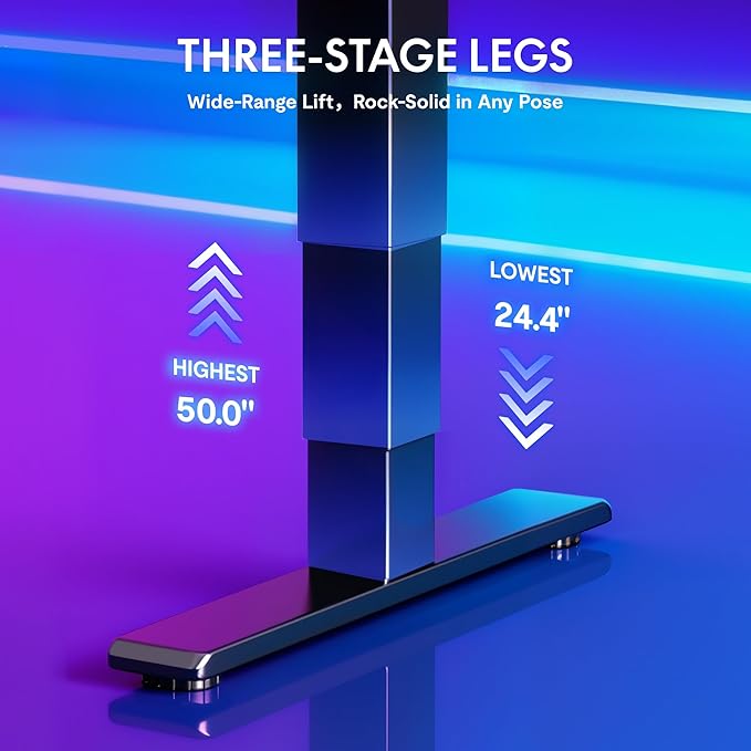 FLEXISPOT CyberX 63 Inch RGB LED Electric Gaming Standing Desk, Dual Motor 3-Stage Adjustable Desk up to 352 lbs, Large Ergonomic Computer Workstation for Gamers, Streamers & Home Studios (Black)
