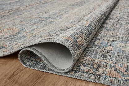Loloi Amber Lewis Billie Collection, Denim & Blush 2'-3" x 3'-9" Area Rug – Antique & Distressed Accent Rugs for Living Room, Bedroom, Entryway & Hallway, No Shed High Traffic Area Home Decor Rug