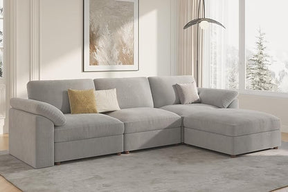 EASE MOOSE Oversized Modular Sectional Sofa, Extra Large L Shape Sectional Cloud Couch,Comfty Deep Modular Sofa with Ottoman，for Living Room