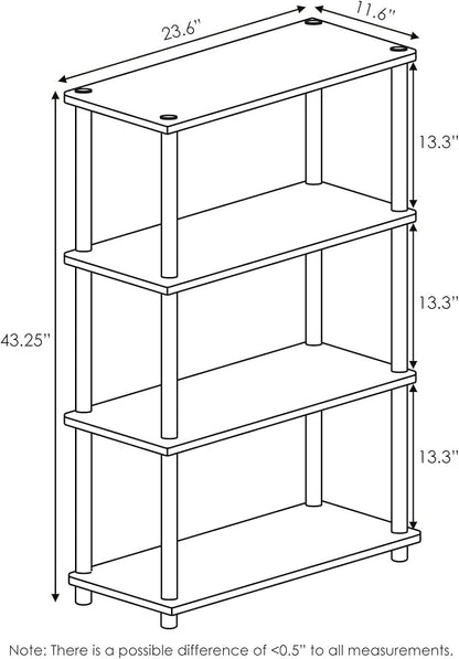 Furinno Turn-N-Tube 4-Tier Multipurpose Shelf Display Rack, Round Tubes, Sonoma Oak/White