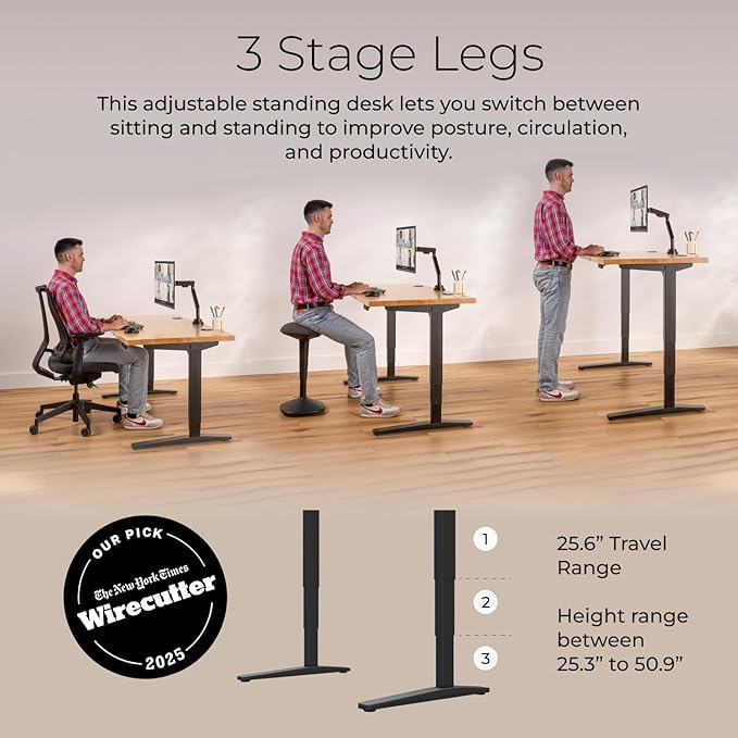 UPLIFTDESK V2 2-Leg Cherry Laminate Wood Standing Desk – Adjustable Height, Advanced 1-Touch Memory Keypad, Under Desk Cable Management, Wire Grommets & Rocker Board (Black C-Frame, 80 x 30 inch)