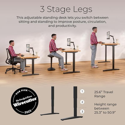 UPLIFTDESK V2 2-Leg Ash Gray Laminate Wood Standing Desk – Adjustable Height, Advanced 1-Touch Memory Keypad, Under Desk Cable Management, Wire Grommets & Rocker Board (Black -Frame, 72 x 30 inch)