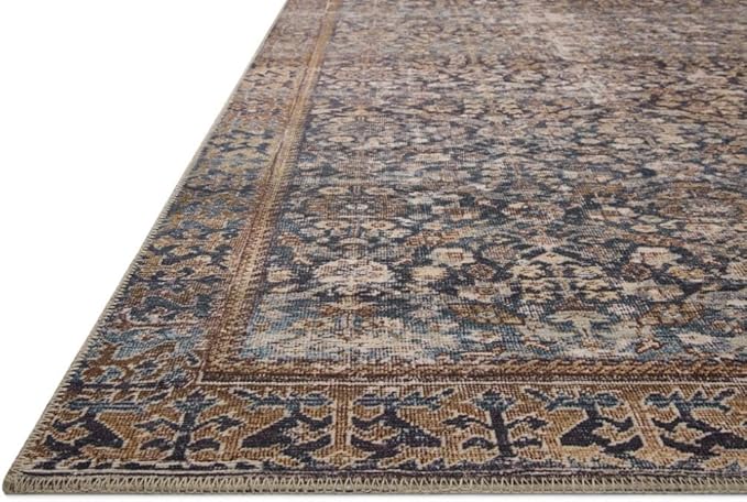 Loloi Amber Lewis Georgie Collection GER-05 Denim/Spice 2'-6" x 7'-6", .19" Pile Height, Runner Rug