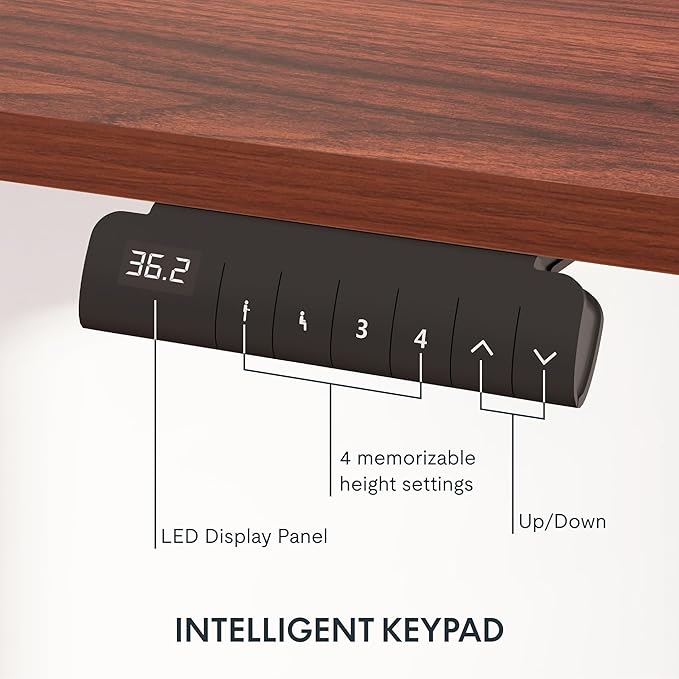FLEXISPOT E6 3 Stages Dual Motor Electric Standing Desk 55x28 Inch Whole-Piece Board Height Adjustable Electric Sit Stand Desk(Black Frame + Mahogany Desktop, 2 Packages)