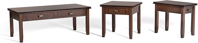 SIMPLIHOME Artisan SOLID WOOD 21 inch Wide Square Transitional End Side Table in Russet Brown for the Living Room and Bedroom