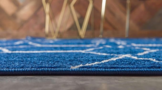 Unique Loom Trellis Frieze Collection Area Rug - Geometric (6' Round, Navy Blue/ Ivory)