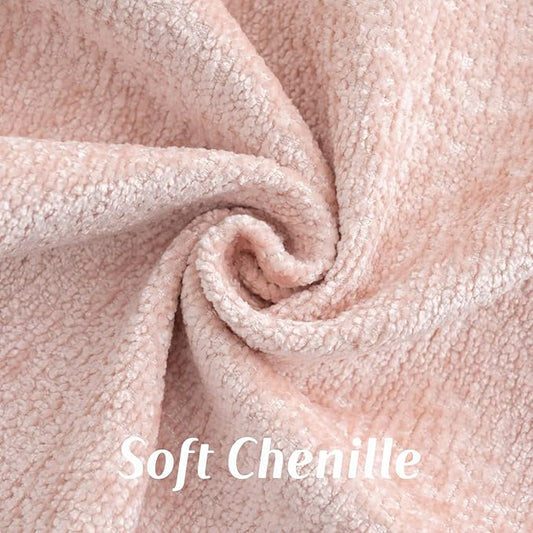 FUTEI Pink Chenille Throw Pillow Covers 16x16 Inch Set of 2,Soft Cozy Bound Edge Design Cushion Case,Home Decor for Couch Bed Living Room