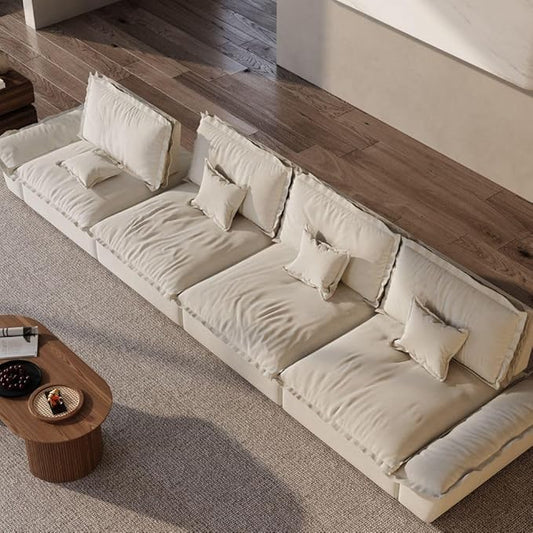 POVISON Oversized Modular Sectional Sailboat Sofa for Living Room with Adjustable Backrest Sectional Couches Large Deep Sofa Set 4 Seats Big Comfy Cloud Couch for House Office