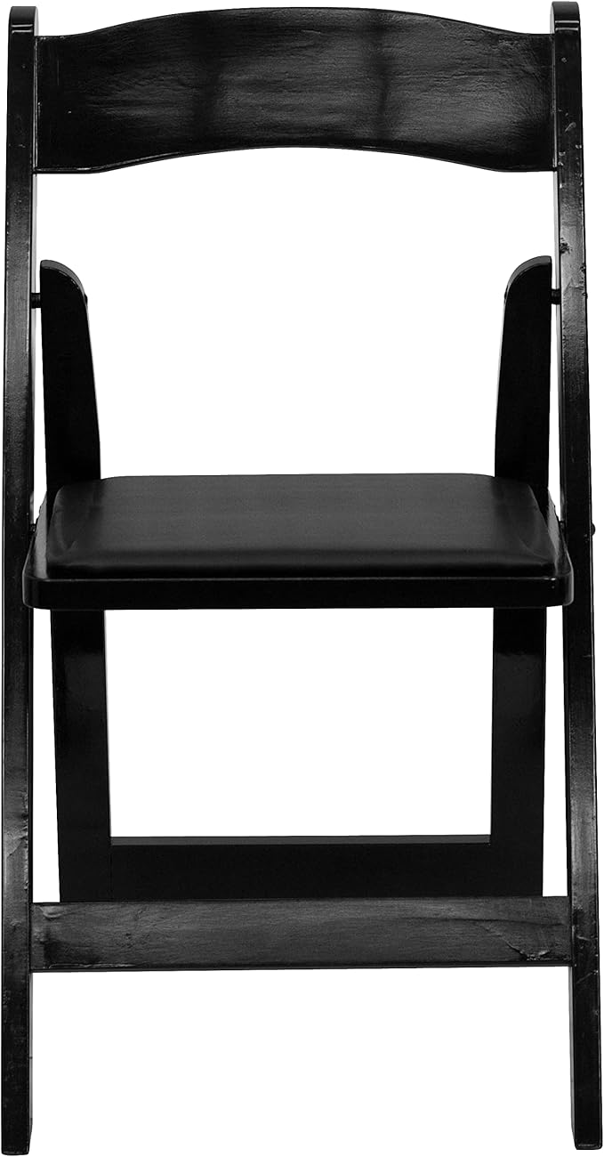 Flash Furniture HERCULES Series Black Wood Folding Chair with Vinyl Padded Seat