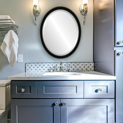 OVALCREST Oval Beveled Wall Mirror for Home Decor - Toronto Style - Gloss Black - 18" x 14"