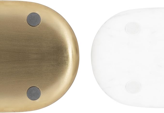 Kate and Laurel Koni Modern Glam Three-Piece Tabletop Organization Set, 12 x 6 x 5, White Marble and Gold, Marble and Metal Organizational Set for Office or Entryway Decor