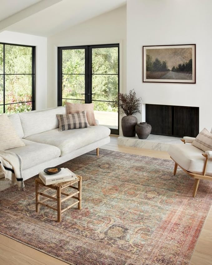 Loloi Amber Lewis Georgie Collection GER-03 Jade/Sunset 7'-6" x 9'-6", .19" Pile Height, Area Rug