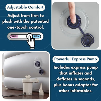 Beautyrest Skyrise Twin Size Air Mattress with Coil Beam Construction, Edge Support with External Pump and Puncture Resistant Vinyl for Guests and Camping