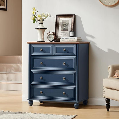 Farmhouse Dressers & Night Stand Set of 4, Wood 54" Wide 6 Drawer Dresser & 35" Tall Chest of Drawers, 18" Roman Column Nightstand Set of 2, Bedroom Furniture Dresser Sets for Home Living Room Hallway