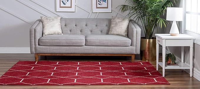 Unique Loom Trellis Frieze Collection Area Rug - Geometric (2' x 3' 1", Red/ Ivory)