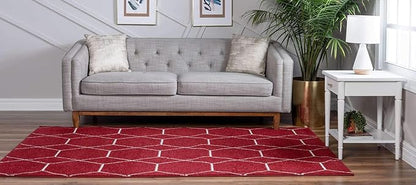 Unique Loom Trellis Frieze Collection Area Rug - Geometric (3' 3" x 5' 3", Red/ Ivory)