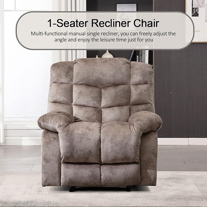 CANMOV Manual Reclining Sofa Set,2 Pieces Sofa Furniture Set for Living Room, Manual Recliner Sofa and Recliner Chair with Arms for Living Room, Bedroom, Light Brown (1+3)