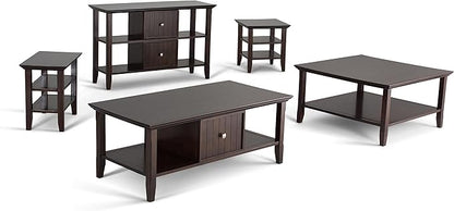 SIMPLIHOME Acadian SOLID WOOD 19 inch Wide Square Transitional End Table in Brunette Brown for the Living Room and Bedroom