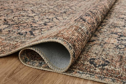 Loloi Amber Lewis Billie Collection, Ink & Salmon 8'-6" x 11'-6" Area Rug – Antique & Distressed Accent Rugs for Living Room, Bedroom, Entryway & Hallway, No Shed High Traffic Area Home Decor Rug