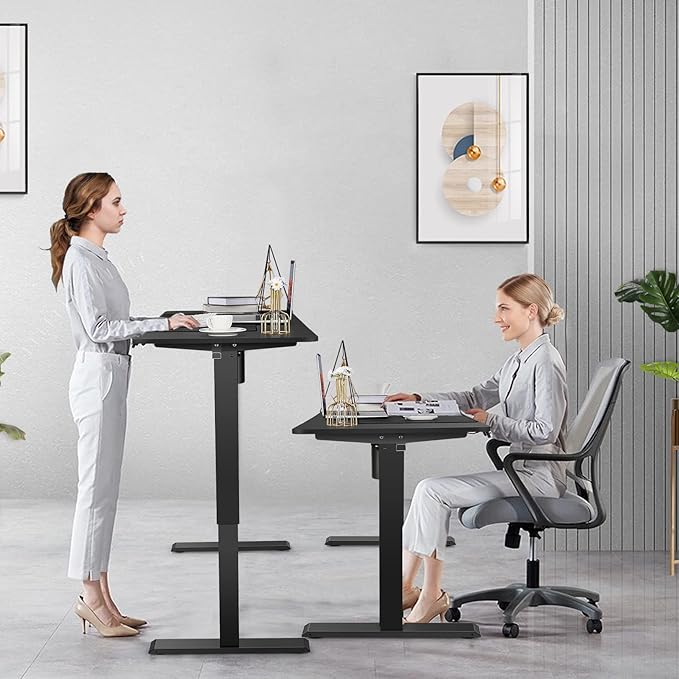 farexon 48 x 24 inch Standing Desk Electric Adjustable Height with Charging Station, Stand up Desk with Ergonomic Workstation, 4 Preset Heights Easy to Set(Black)