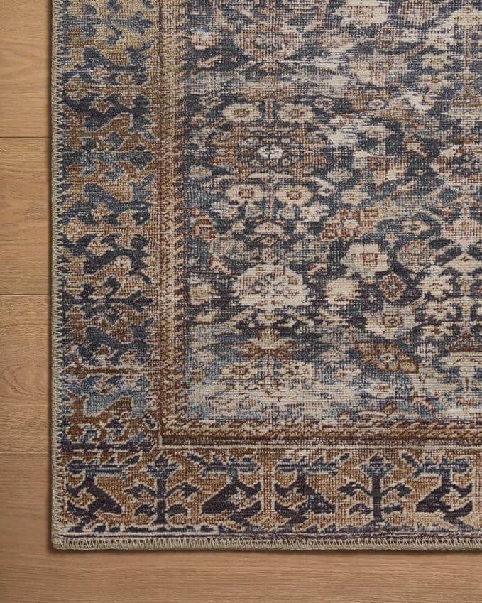 Loloi Amber Lewis Georgie Collection GER-05 Denim/Spice 2'-0" x 5'-0", .19" Pile Height, Accent Rug