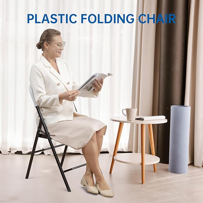 60 Pack Thicker 800 LBS White Folding Chairs, Commercial Grade Folding Chair, Foldable Chairs for Events
