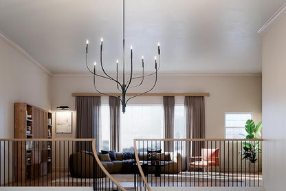 KICHLER Livadia 8-Light Chandelier, Soft Modern-Light in Black, for Foyer, Great Room, or Vaulted Dining or Bedroom (47.75" x 47.75"), 52675BK