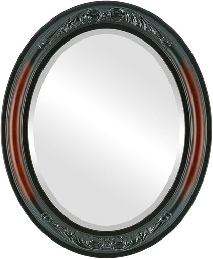 OVALCREST Oval Beveled Wall Mirror for Home Decor - Florence Style - Rosewood - 32" x 26"