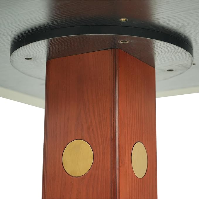Sintered Stone Office Table - 33.5" Round Surface for Small Offices (Red Leg and Pandora Top, 1 Table Only)