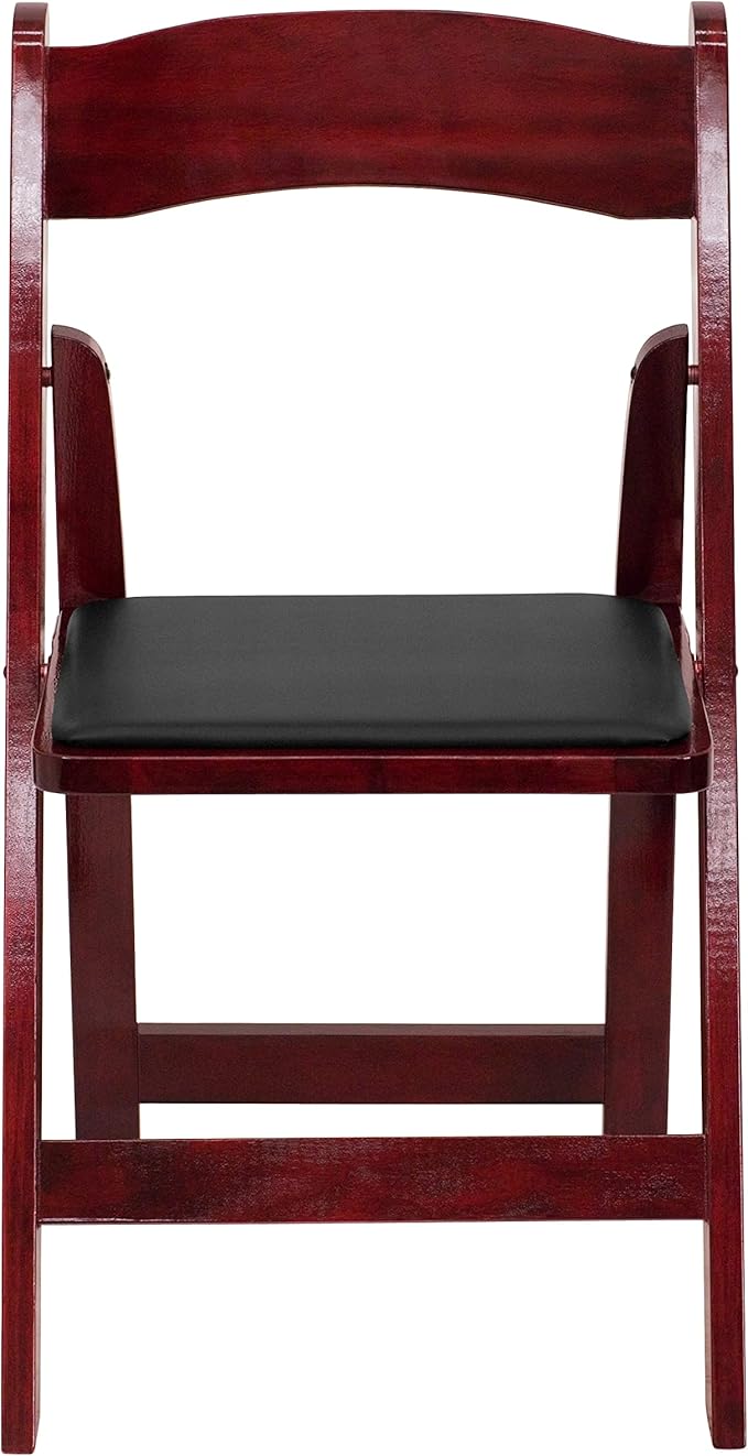 Flash Furniture HERCULES Series Mahogany Wood Folding Chair with Vinyl Padded Seat