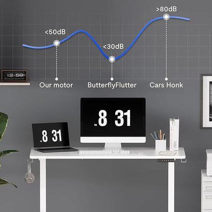 FLEXISPOT EN1 One-Piece Standing Desk 40 x 24 Inches Height Adjustable Desk for Home Office and Computer Workstation (White Frame + White Desktop)