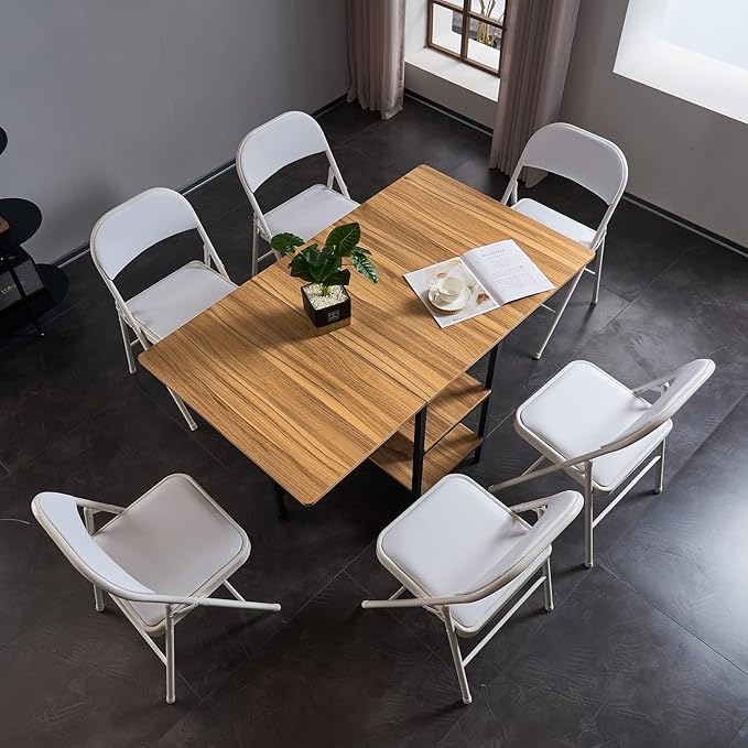 8 Pack White Folding Chairs with Padded Seats, Portable Stackable Foldable Chairs for Indoor and Outdoor, Commercial Seat with Metal Frame for Events Office Wedding Party, 330lbs Capacity