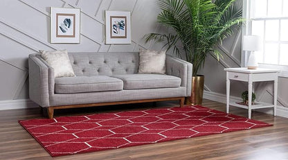 Unique Loom Trellis Frieze Collection Area Rug - Geometric (8' x 10', Red/ Ivory)