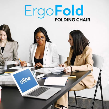 Oline Folding Chair, Indoor Outdoor Plastic Commercial Stackable Foldable Guest Chairs for Events Office Wedding Party Picnic Kitchen Dining, 350lb Capacity (White, 2 Pack)
