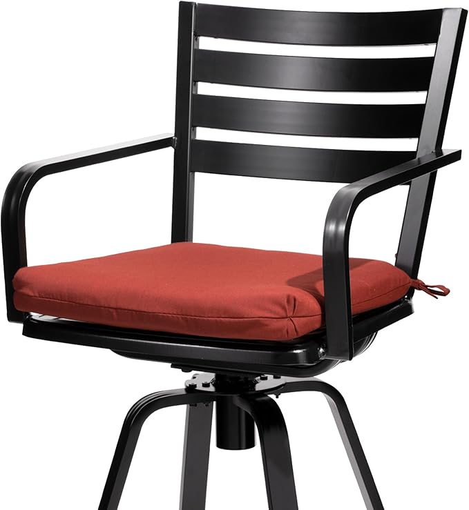 Pellebant 29.5" Sunbrella Outdoor Bar Stools Set of 2, Aluminum Swivel Patio Bar Height Bar Stools with Back & Footrest, Rust-Proof High Barstools for Deck Lawn Garden,Red