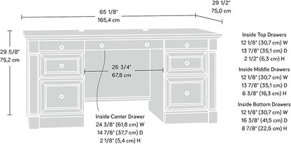 Sauder Palladia Office Desk with Drawers, Executive Desk with File Cabinet Storage, Cable Management, Keyboard Tray, in Wind Oak Finish