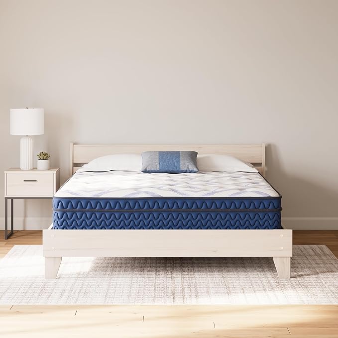 Signature Design by Ashley California King Size Stack 12 Inch Hybrid Medium Plush Cooling Gel Infused Memory Foam Mattress for Pressure Relief, Fiberglass Free, Mattress in A Box